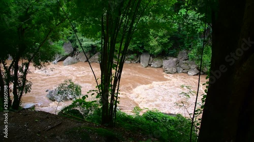 4K video of water flowing in Obluang national park, Thailand. photo