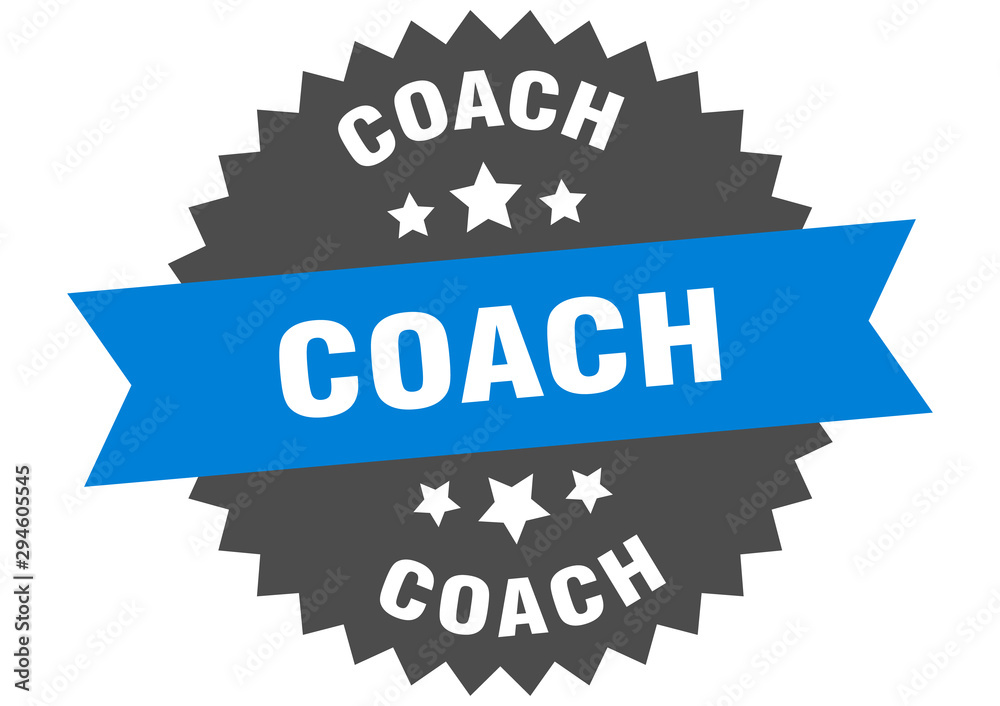 Fototapeta premium coach sign. coach blue-black circular band label