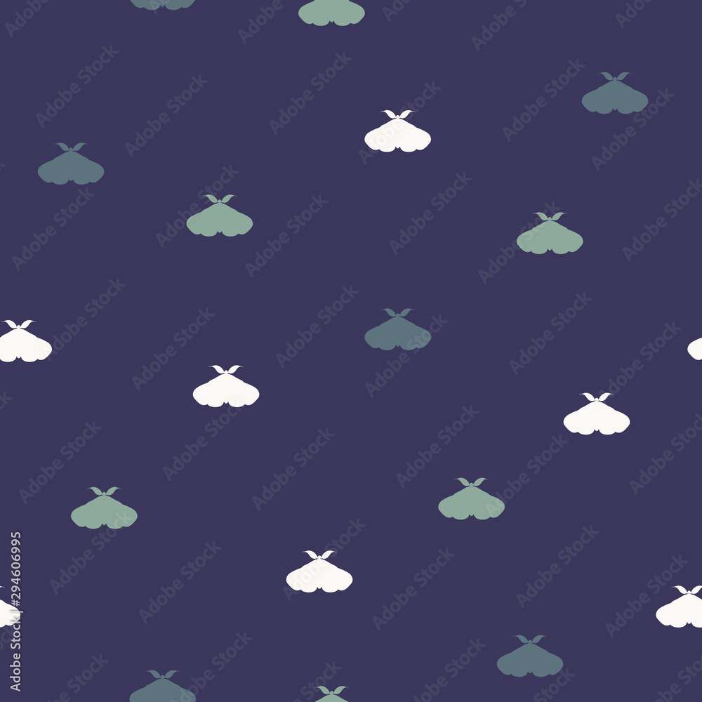 Vector Magical Moths on Dark Blue seamless pattern background. Vector Magical Moths on Dark Blue seamless pattern background.