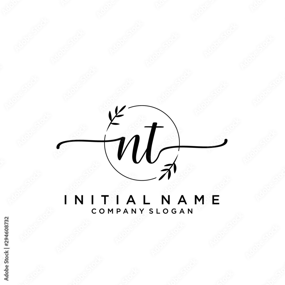 NT Beauty vector initial logo, handwriting logo. NT Beauty vector initial logo, handwriting logo.