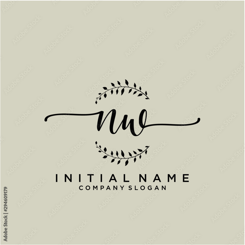 NW Beauty vector initial logo, handwriting logo.