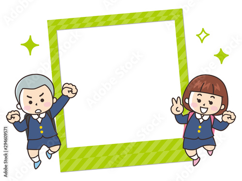 小学生の男女　写真フレーム