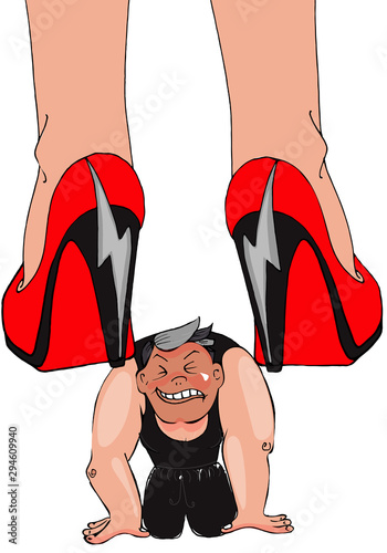 pretty female legs in red high heels