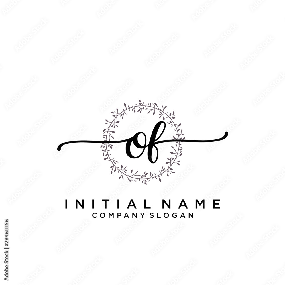 OF Beauty vector initial logo, handwriting logo. OF Beauty vector initial logo, handwriting logo.