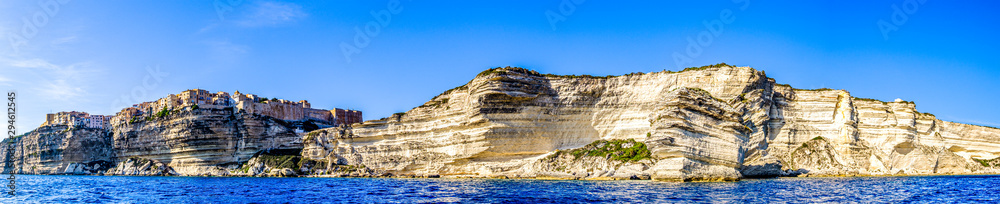 coastline and old town of bonifacio on corsica coastline and old town of bonifacio on corsica