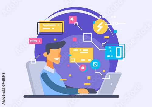 User Interface Design, Application development and UI, UX design. Creative vector illustration.