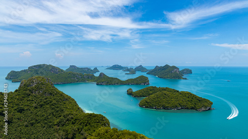 Aerial view Mu Koh Angthong View Point, Surat Thani , South of Thailand.