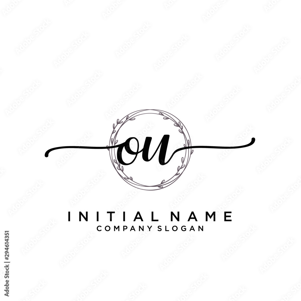 OU Beauty vector initial logo, handwriting logo. OU Beauty vector initial logo, handwriting logo.