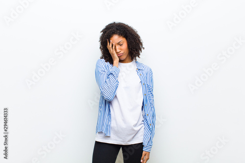 Принти на полотні young cool african american woman feeling bored, frustrated and sleepy after a t