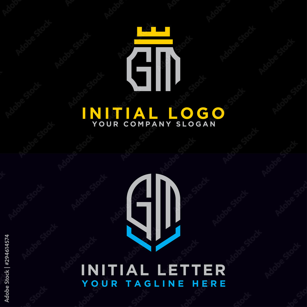 Modern graphic design logo set, GM Inspirational logo design for all  companies. -Vectors Stock Vector