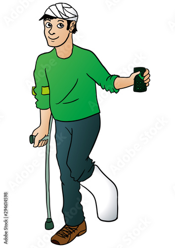 Injuried guy calling medical service
