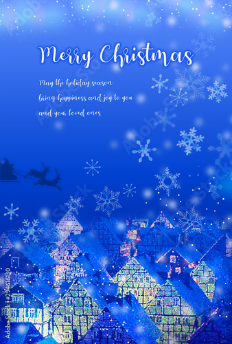 雪降る街のクリスマスカード C-1 ハガキサイズ