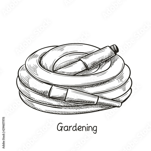 Watering hose in sketch style.