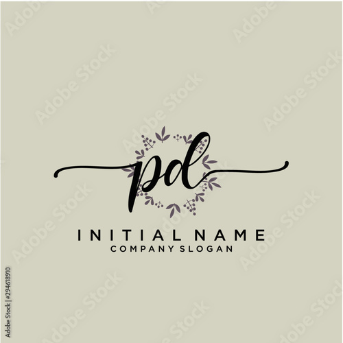 PD Beauty vector initial logo  handwriting logo.
