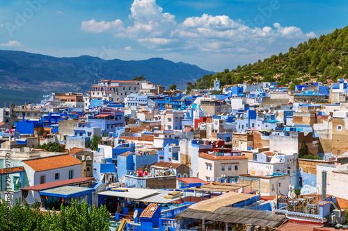 The famous blue city of Chefchaouen, top view. © lizavetta