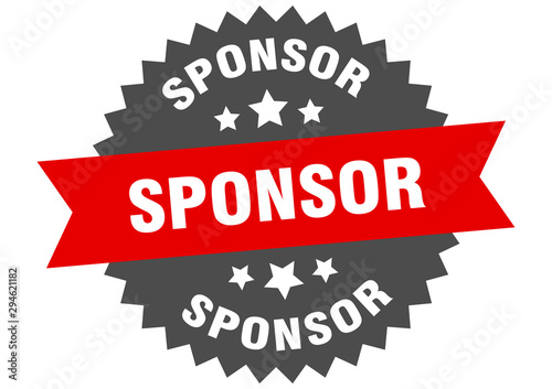 sponsor sign. sponsor red-black circular band label
