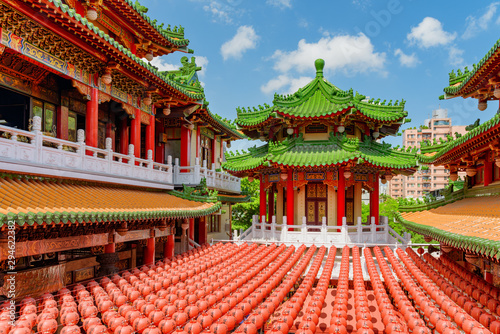 Unusual colorful view of Sanfeng Temple in Kaohsiung, Taiwan