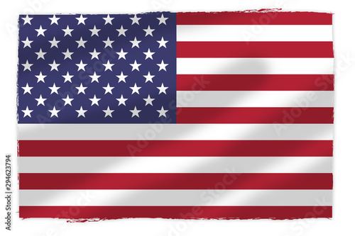Flaga USA naniesion na pomarszczonej tkaninie