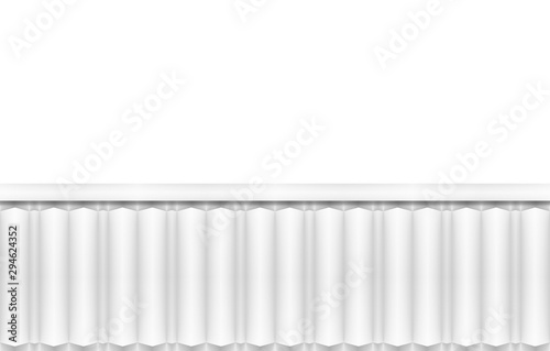 3d rendering. modern white minimal vertical parallel bar on white wall background.