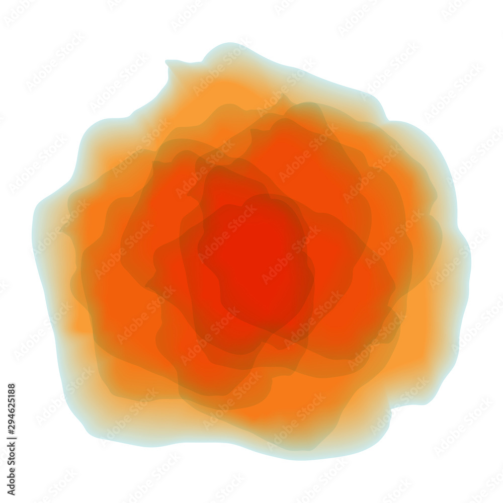 Abstract orange paint stain on a white isolated
