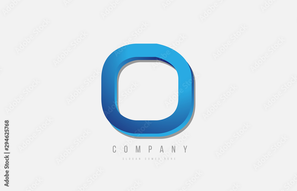3d line blue o letter logo alphabet for icon design