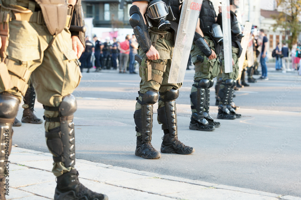 Police on duty during street protest Police on duty during street protest