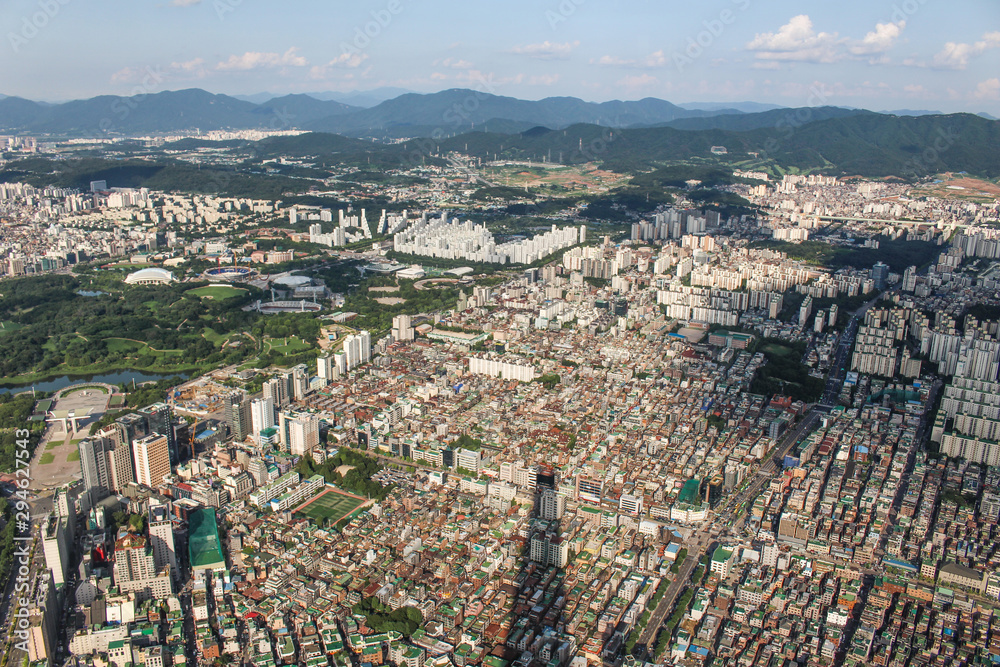 aerial view of seoul from lotte world tower
