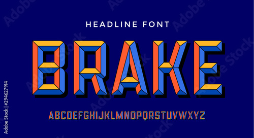 3D Modern Font . Colorful modern alphabet and 3d font