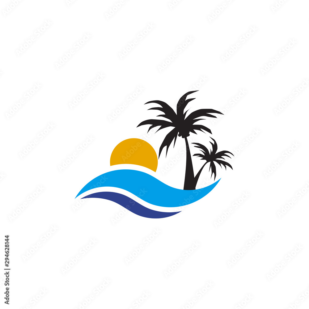 Obraz premium Coconut tree icon logo design vector template