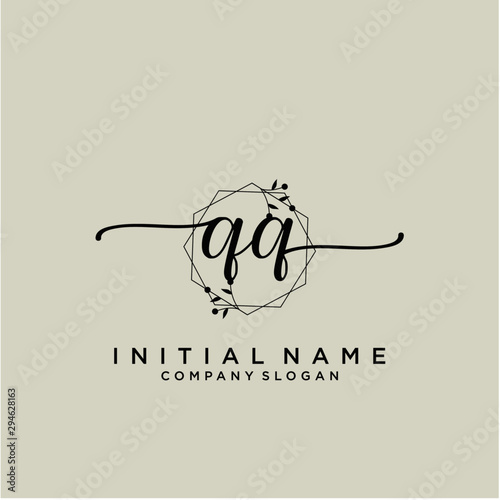 QQ Beauty vector initial logo, handwriting logo.