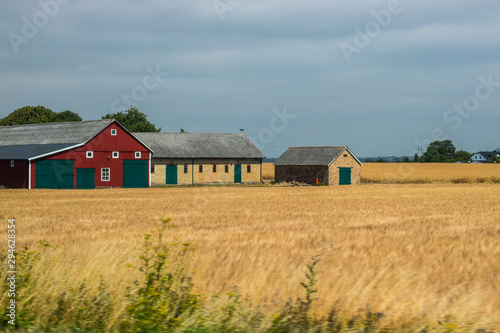 red barn in field