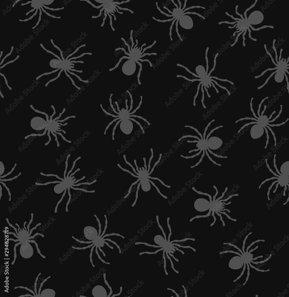Spiders Seamless Pattern on Black Background. Vector Spiders Seamless Pattern on Black Background. Vector