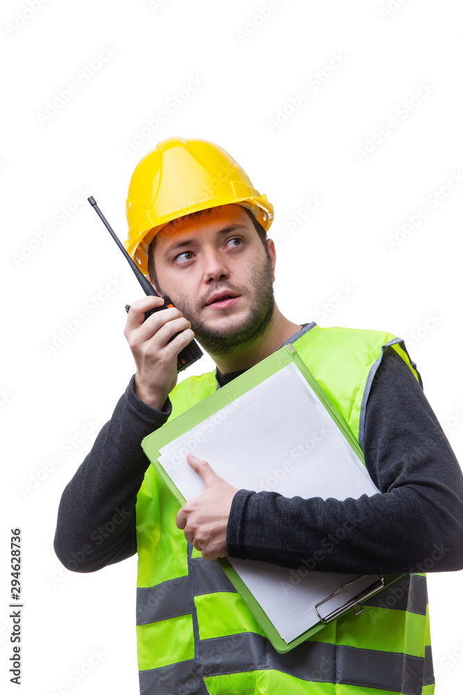 Portrait of engineer on white backgroun. Portrait of engineer on white backgroun.