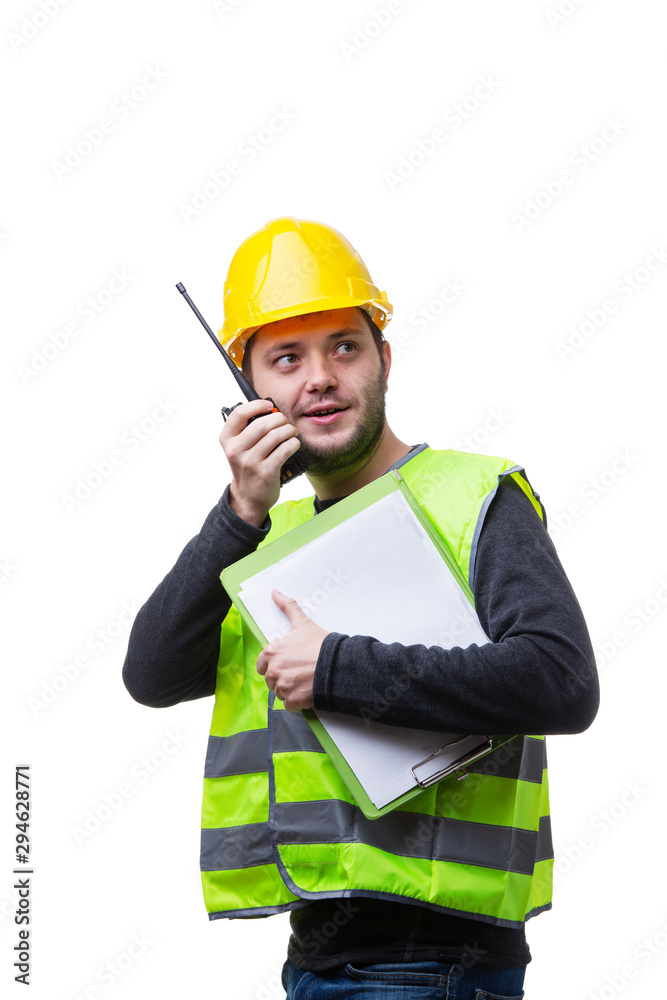 Portrait of engineer on white backgroun. Portrait of engineer on white backgroun.