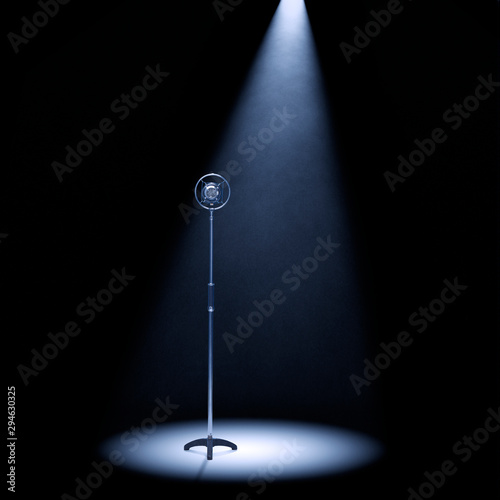 Spotlit Vintage Microphone