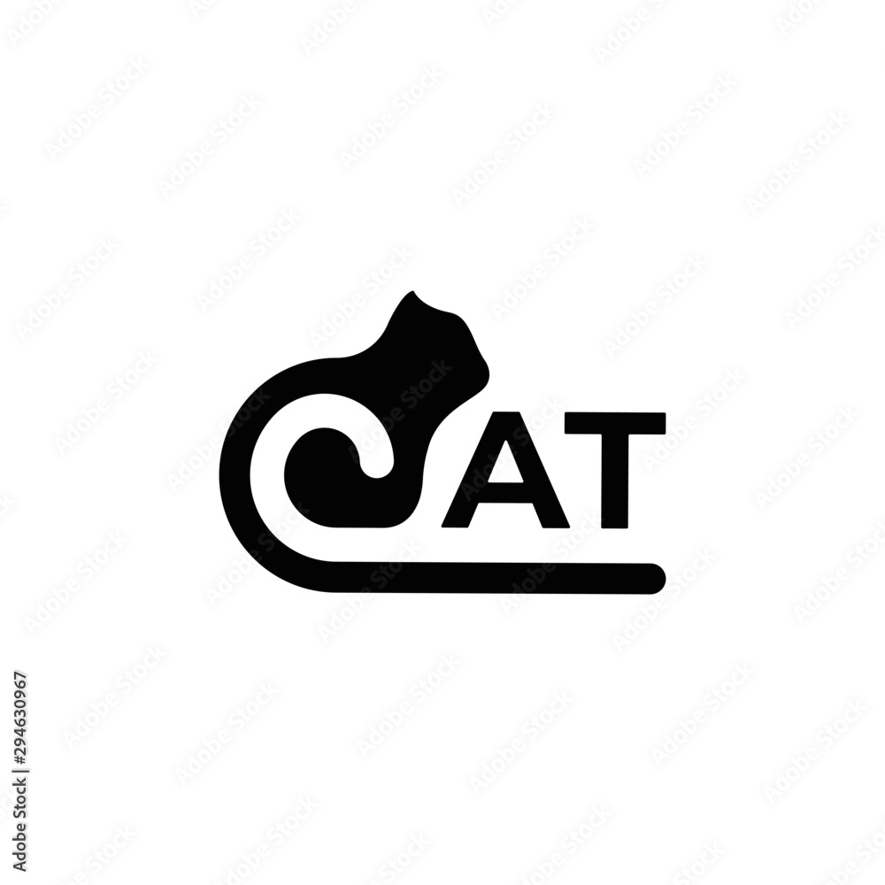 Smart Cat logo template, Silhouette and Negative Space Cat Icon with