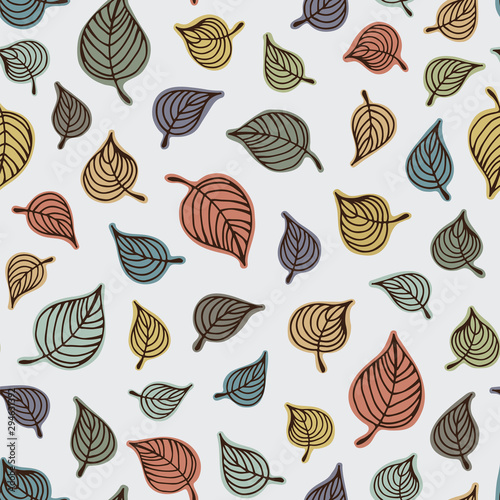 Seamless vector pattern with leaves, floral background