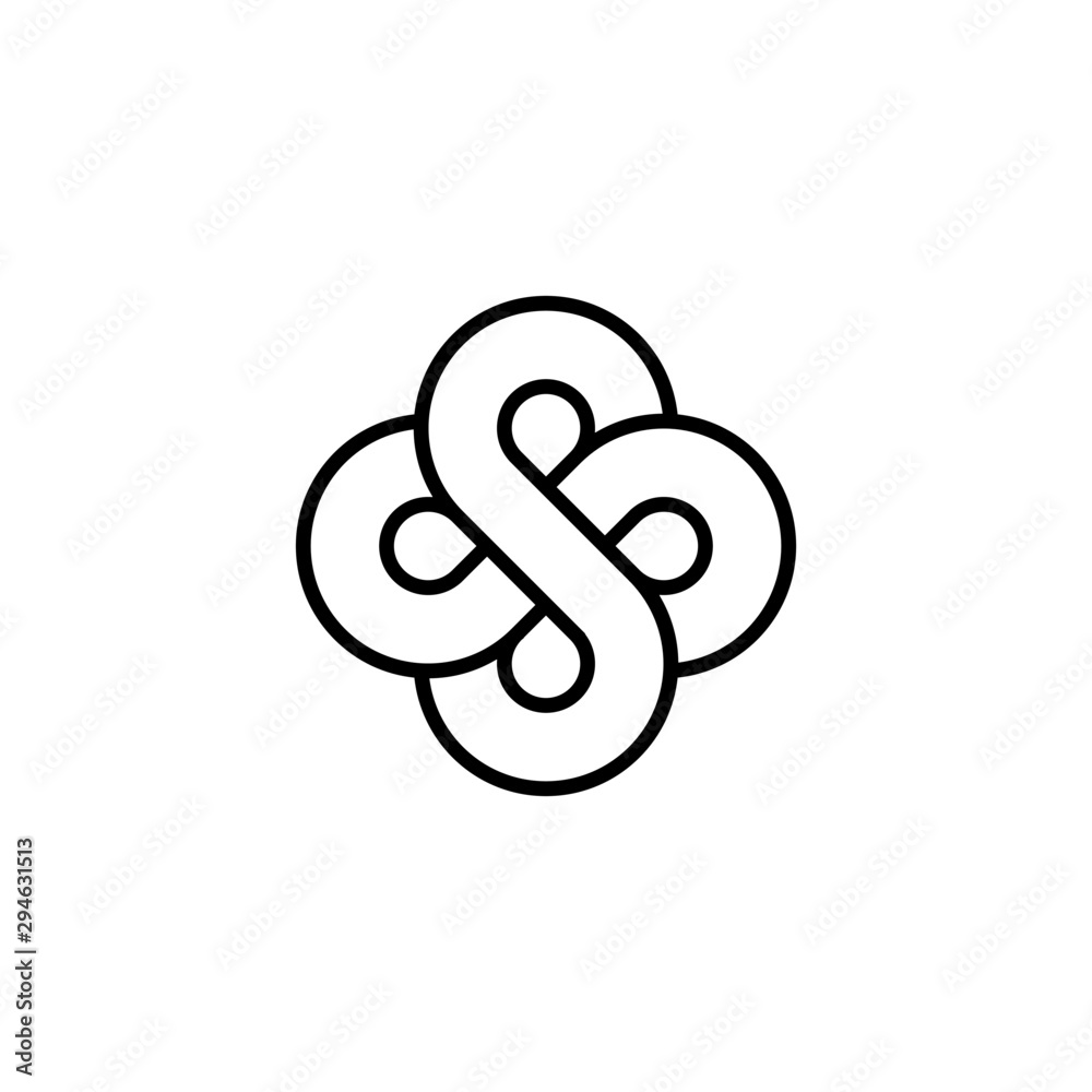 Obraz premium Swirl SS monogram, flower logo mark, spinning icon, letter SS with infinity element logo template .vector