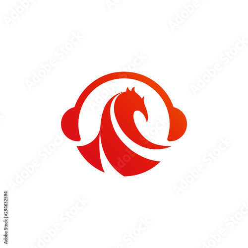 Phoenix and Headphone logo design, music logo design .vector