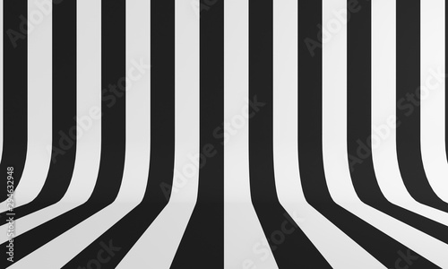 Abstract background with black and white line. 3d rendering
