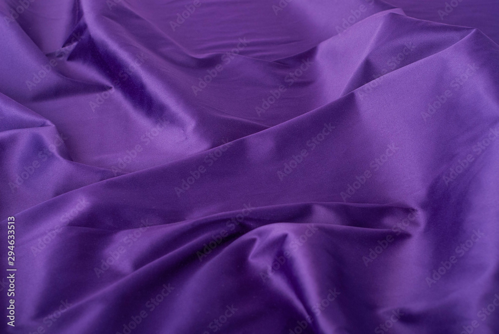 Fototapeta premium Purple Elegant fabric texture, abstract backdrop and modern pastel colours concept - Purple soft silk waves, flatlay background