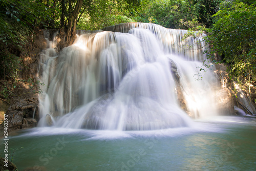 Fototapeta Naklejka Na Ścianę i Meble -  Beautiful waterfall Huai Mae Khamin at Kanchanaburi Province in west Thailand.