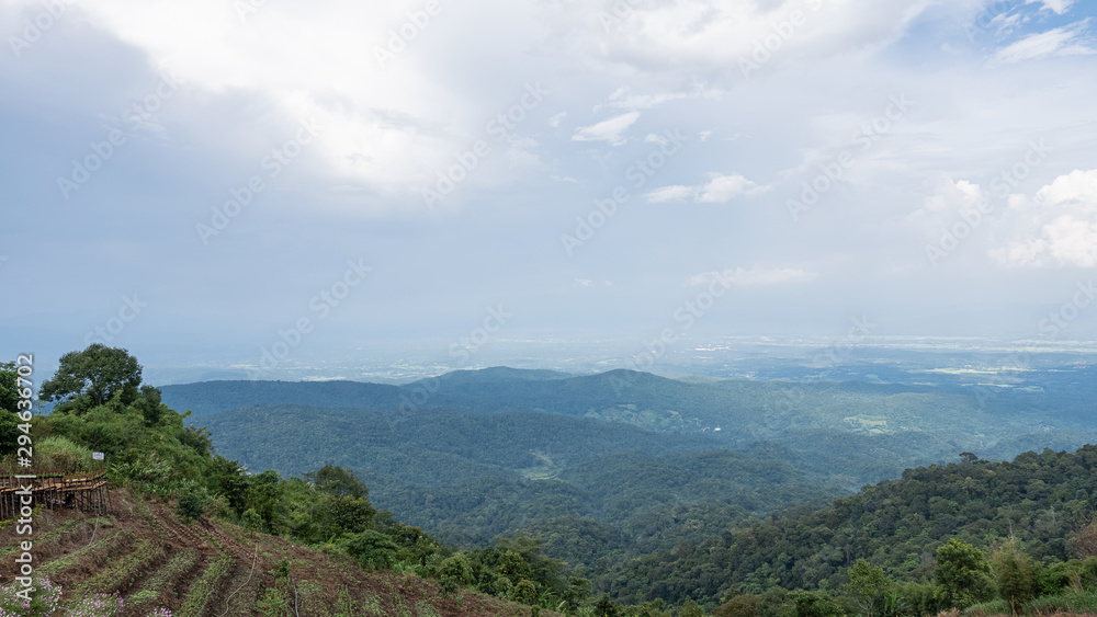 Obraz premium Moncham, Chiang Mai, Thailand with a vegetable garden and beautiful views