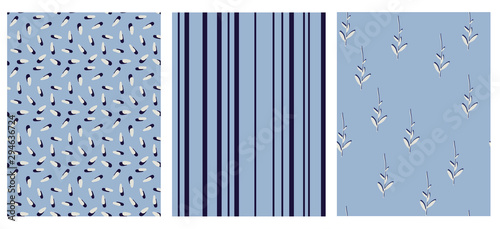 Set of three neutral seamless patterns, vector. Great for wallpaper, fabric, textile