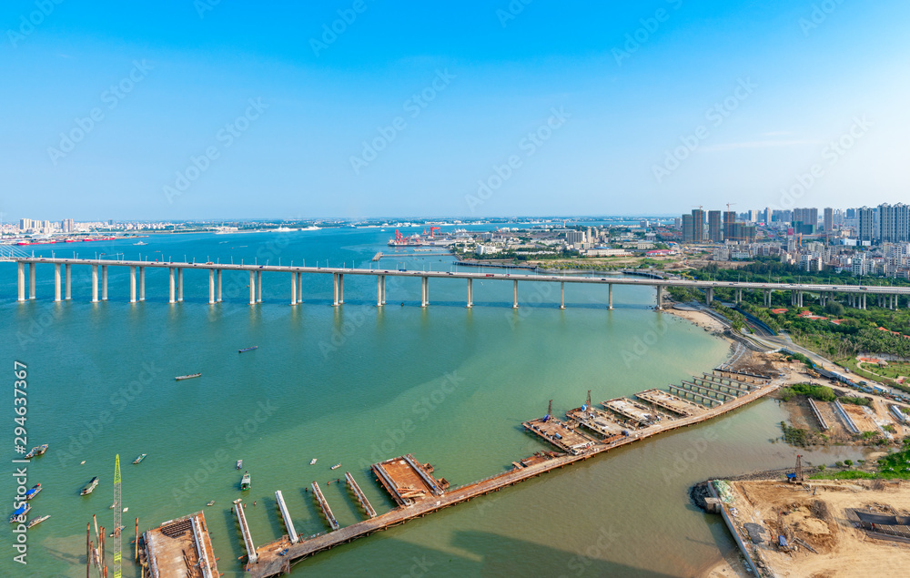 Cities and Piers in Zhanjiang Bay, Guangdong Province