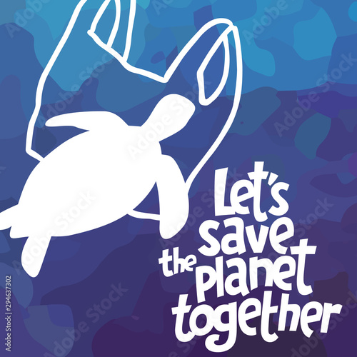 Save the planet square vector image. The environment protection vector design for a poster, flyer print. Plastic free and zero waste theme