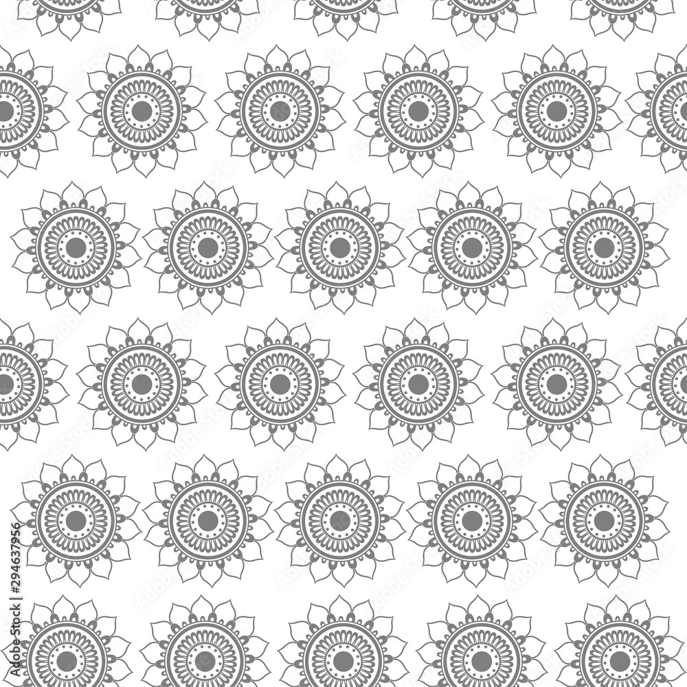Seamless Pattern with india ornament vector black and white Seamless Pattern with india ornament vector black and white
