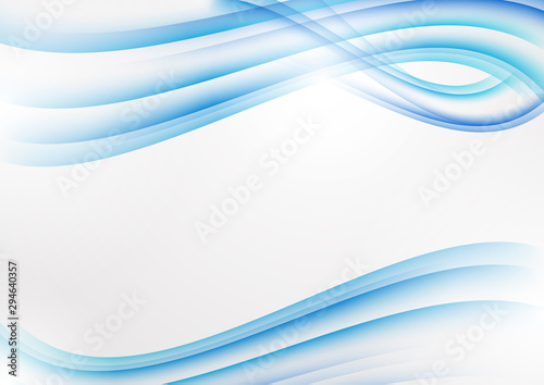 Abstract blue curved lines on a white background. Modern template for your design. © Irina