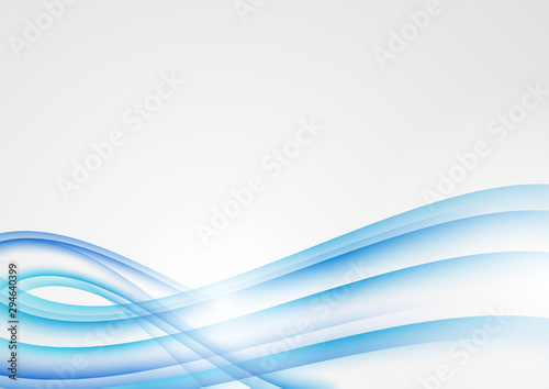 Abstract blue curved lines on a white background. Modern template for your design.