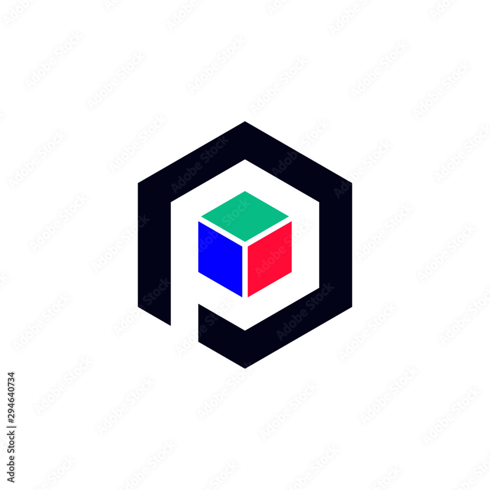P box logo design, Letter P with box shape, 3D hexagon letter P logo .vector P box logo design, Letter P with box shape, 3D hexagon letter P logo .vector